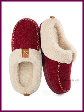 Womens Mocc Warm Felt Sherpa Cozy Memory Foam House Shoes
